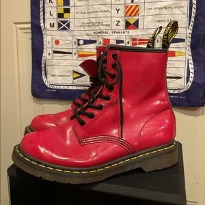 Dr Martens Cherry Red Patent Boots W size 8 US